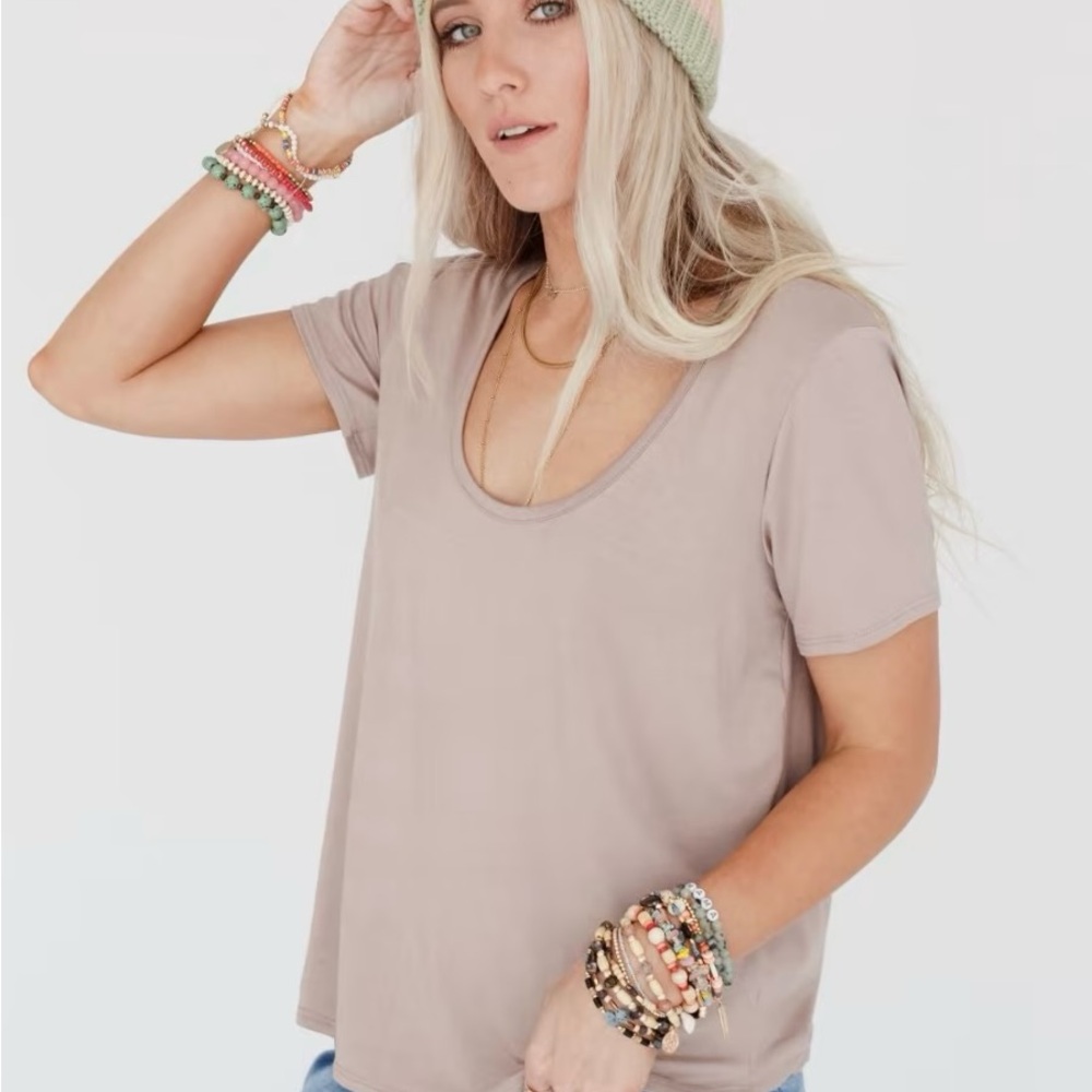 Three Bird Nest Taupe Short Sleeve Tee and Heather grey tee
